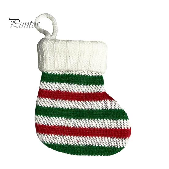 Festive Party Favor Pouches Mini Knitted Christmas Stocking Ornaments, Knit Xmas Tree Hanging Decor, Small Gift Card Holders Pendants for Tree,
