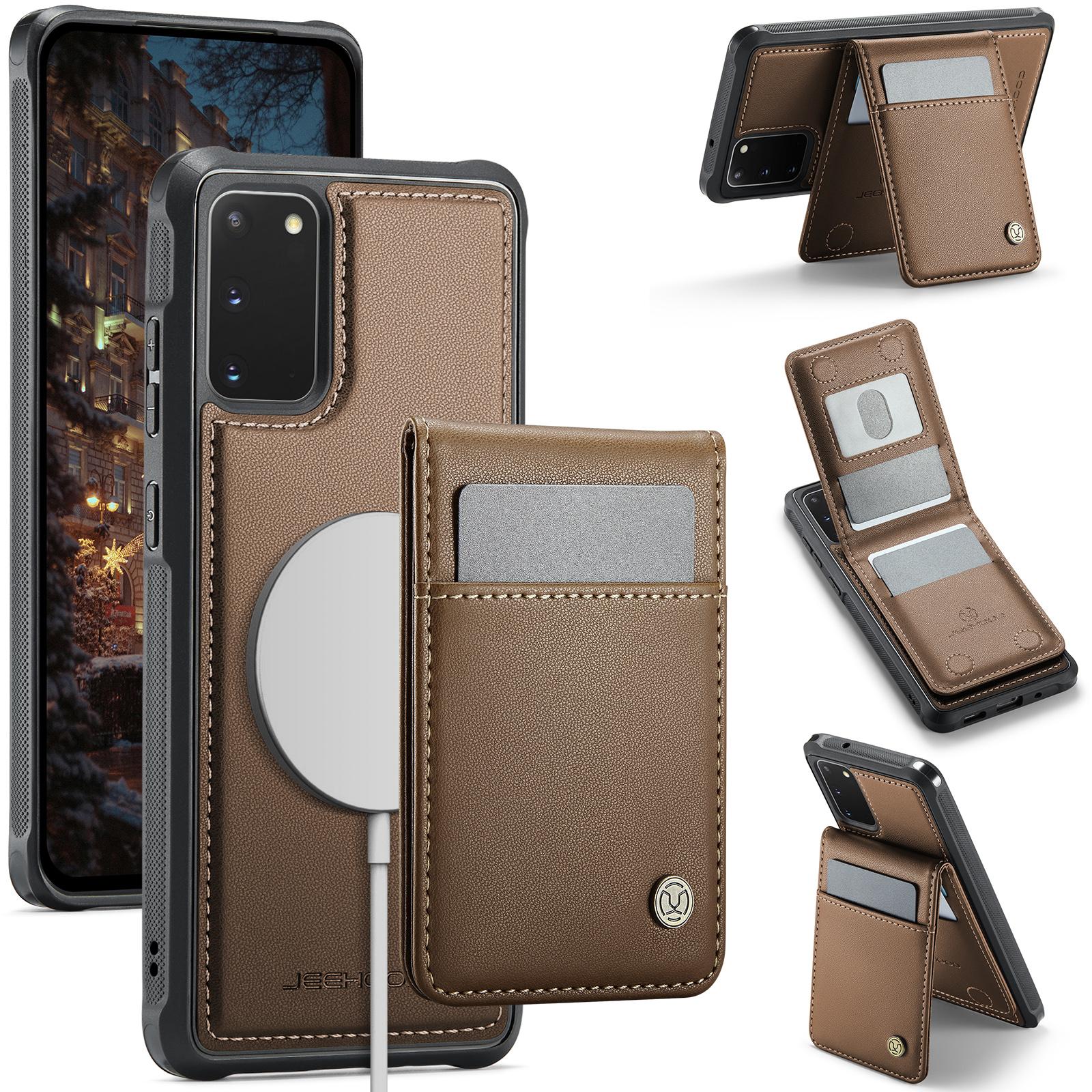 

For Samsung Galaxy S20 FE Leather Back Cover Magnetic Case JEEHOOD J06 Phone Case with Card Bag RFID Blocking E