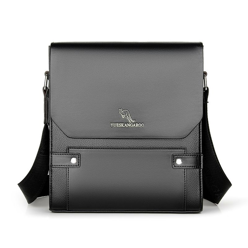 

Genuine Leather Vertical Casual Large Capacity Men s Bag Black small size