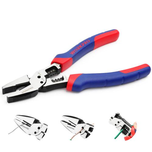 WORKPRO Heavy-Duty Pliers, 200mm, Multi-Function, Wire Cutter, Nipper, Stripper, Bolt Cutter, Wire Stripper, Electrician, Home DIY