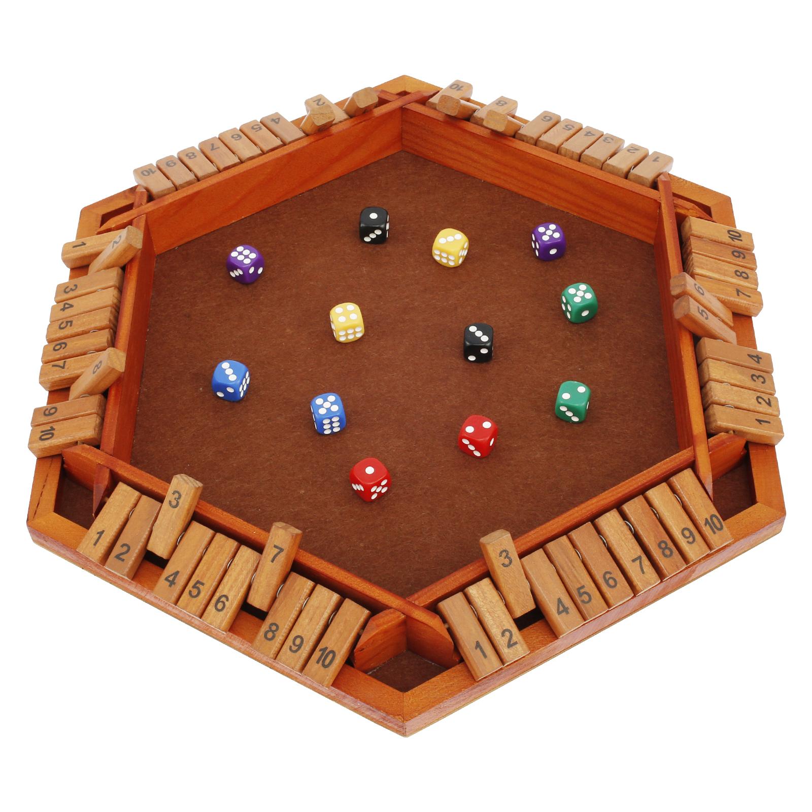 Shut The Box Dice Game 2-6 Player Family Wooden Board Table Math Games for Parent Child Board Game Bar Party Leisure Pluzz Game