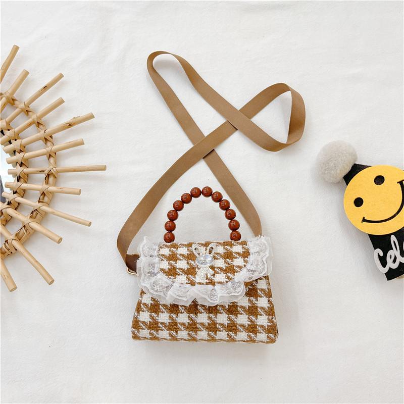 

Adorable Miniature Cotton Linen Crossbody Bag For Kids In Chic Milk Tea Color Brown One