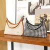 2024 New Autumn/Winter Houndstooth Underarm Bag, Niche High-End Fashion Versatile Canvas Shoulder and Crossbody Women's Bag