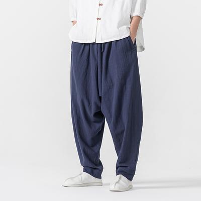 2025 Men Cotton Linen Pants Harem Pants Men Baggy Casual Oversize Loose Joggers Wide Leg Pants Yoga Drop Crotch Trousers Hip Hop