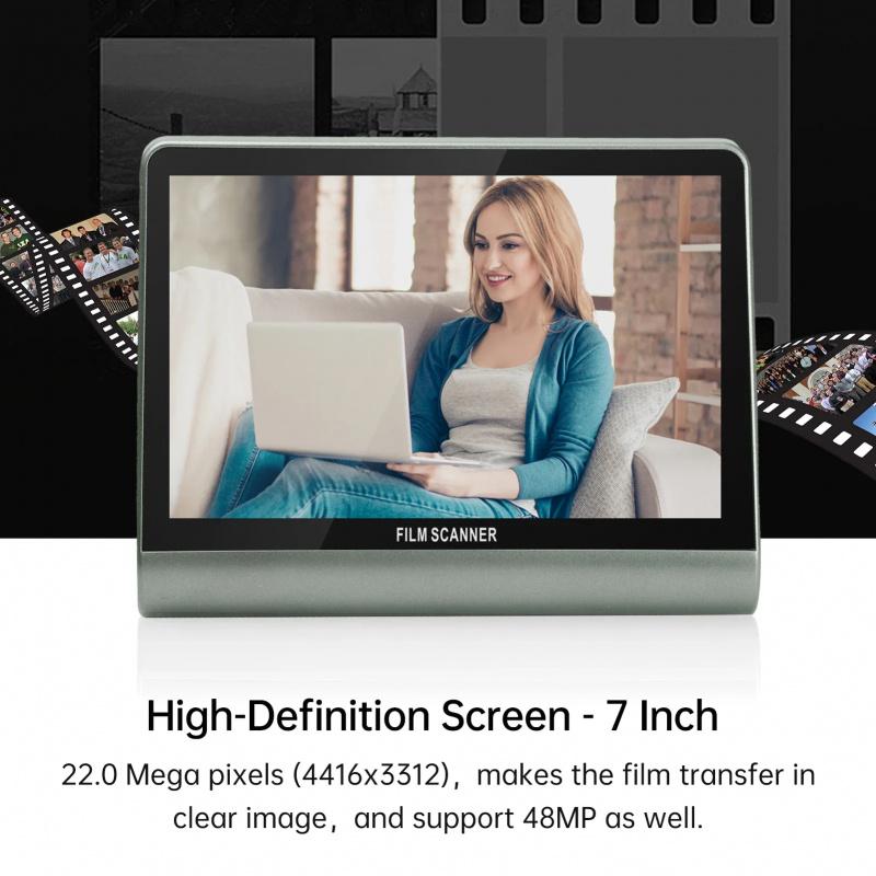Film And Slide Scanner 7'' LCD Screen For 135 Film(36*24mm)/126KPK /110 Film16GB Support APP 48W Pixels Displa