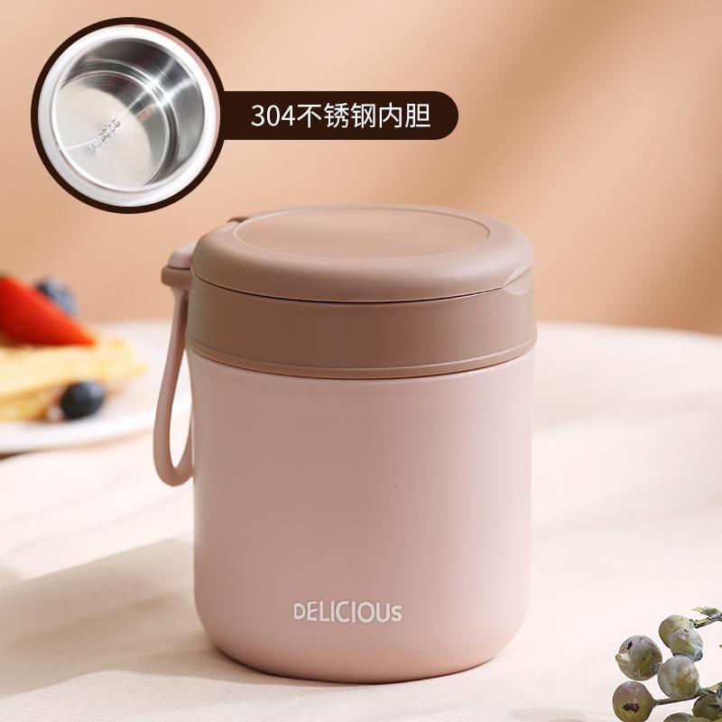 430/680ML Double Layer Stainless Steel Thermal Lunch Box For Kids Drinking Cup With Spoon Food Jar Insulated Soup Cups Container