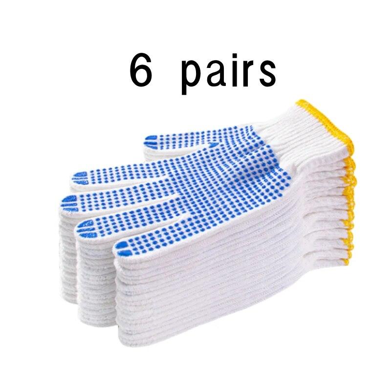 Καθαρά Λευκά Βαμβακερά Γάντια με Παλάμη με Κόλλα σε Μπούλες, Αντιολισθητικά, Ανθεκτικά στη Φθορά, Πυκνωμένο Καουτσούκ για Εργασία και Προστασία Εργασίας