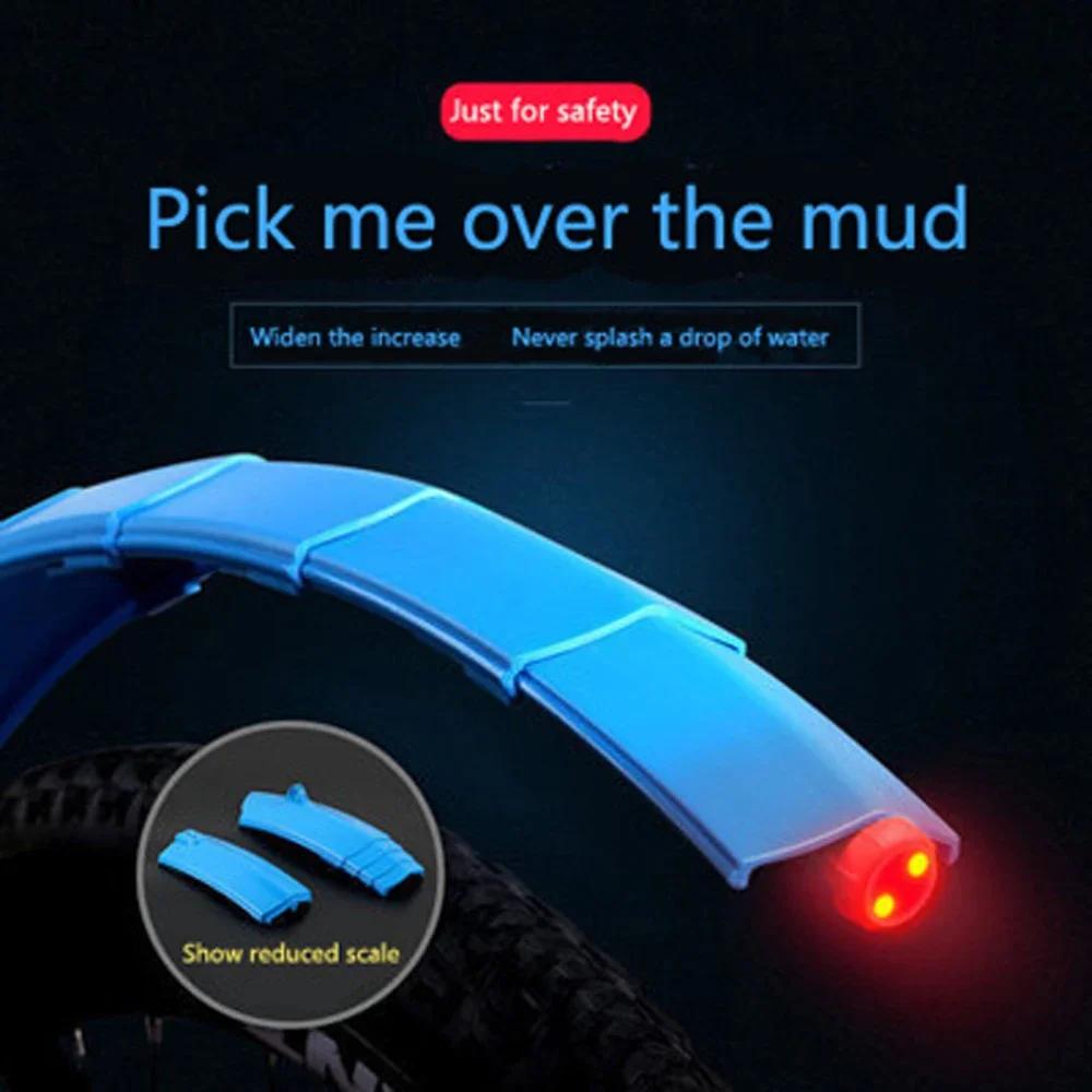Mountain Bike Retractable Mudguard with 26 Inch Foldable Tail Lights Splash Blocking Tool Portable Outdoor Cycling Accessories