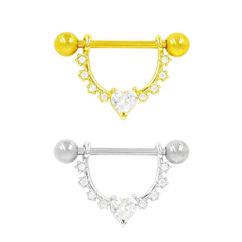 Heart-Shaped Cat Head Zircon Nipple Ring - European and American Fashion