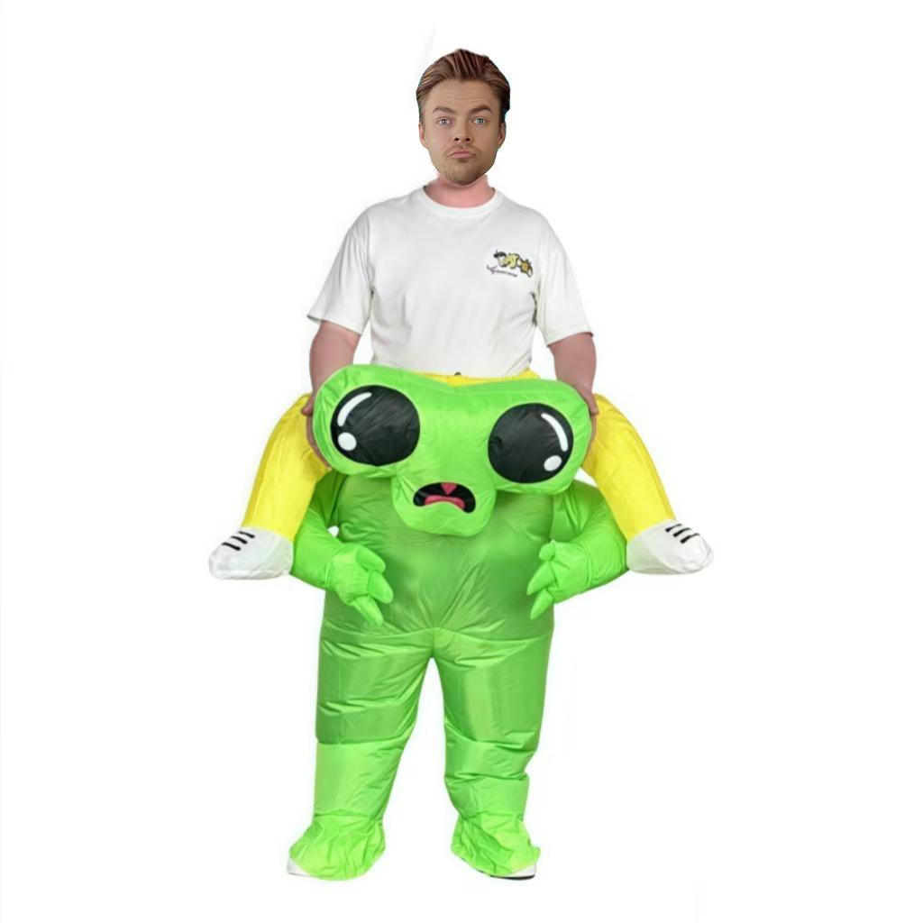 Rolig utomjording med stora ögon uppblåsbar kostym för Halloweenfester