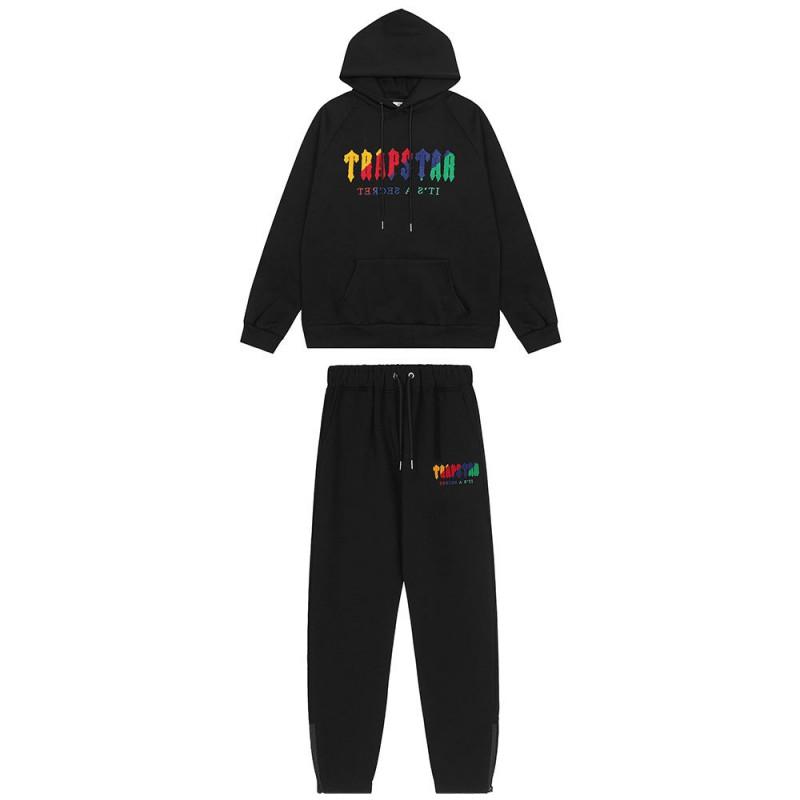 Herren Gradient Buchstaben Bestickter Hoodie Jogginganzug Set - Übergroß Fleece Warm Lässig Trainingsanzug Winter