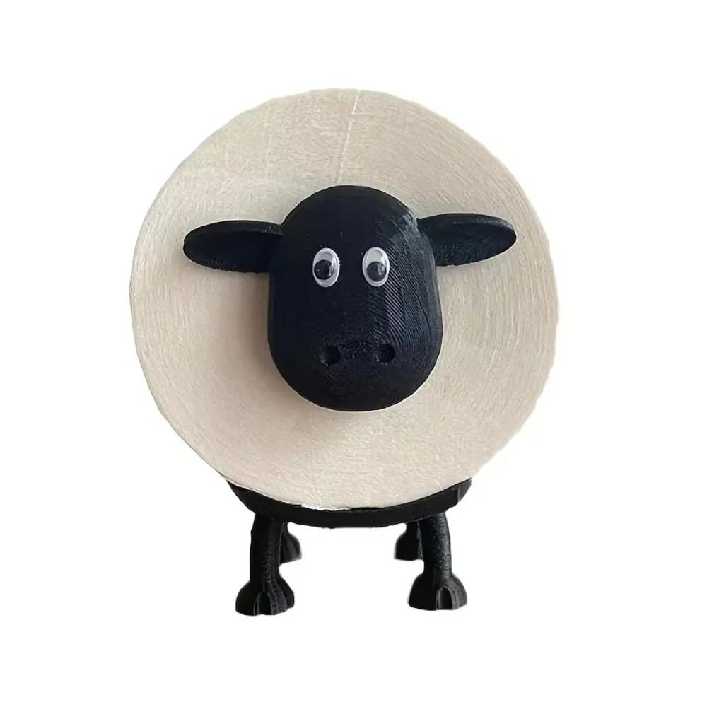 Cute Sheep Toilet Paper Holder Standalone Cartoon Animal Bathroom Decor Non-Slip Base Space-Saving Design Unique Funny Gift Idea