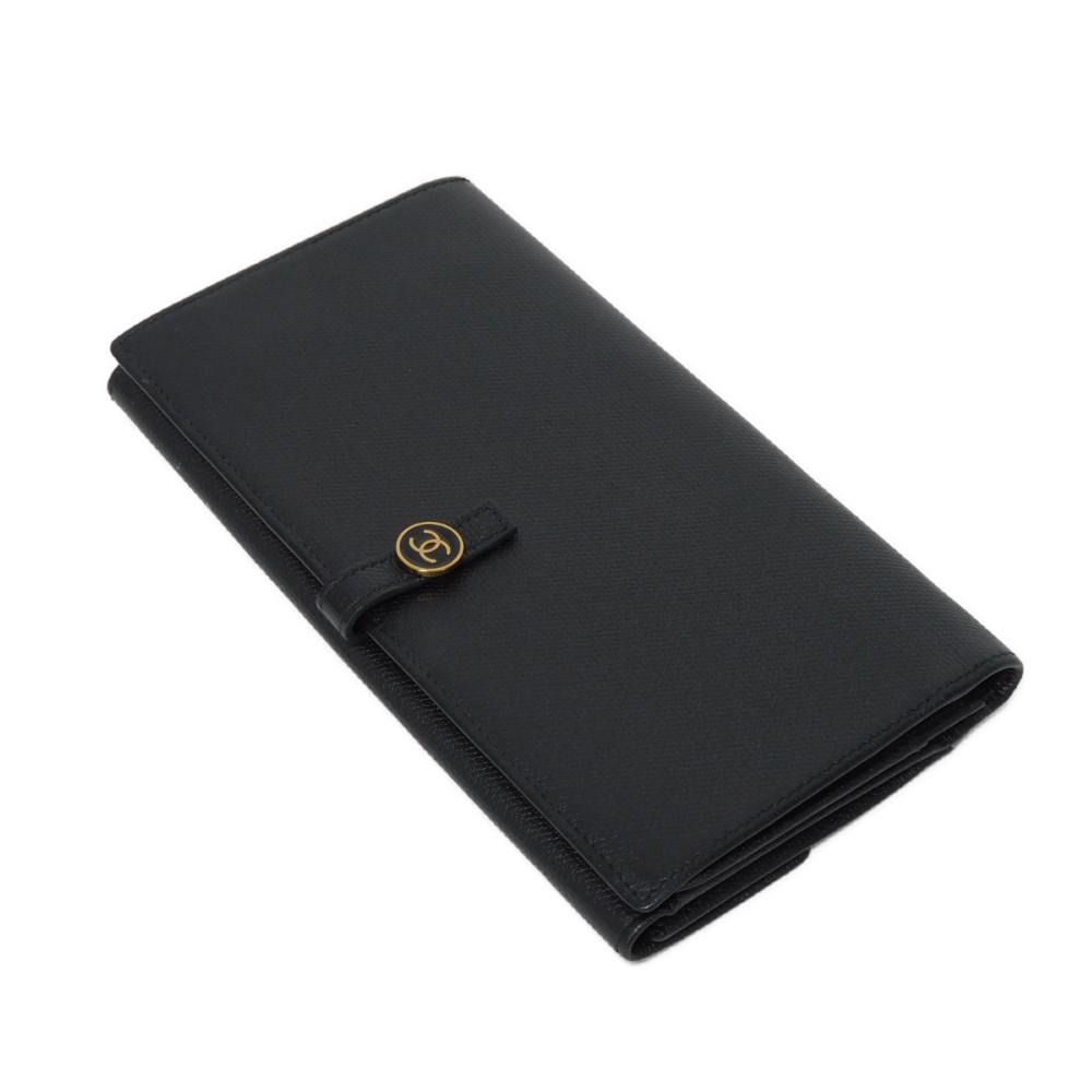 Used 10097 COCO Button Long Flap Wallet A20905 7940 Excellent Condition CC Mark Calfskin Enamel 9th Series COCO Mark