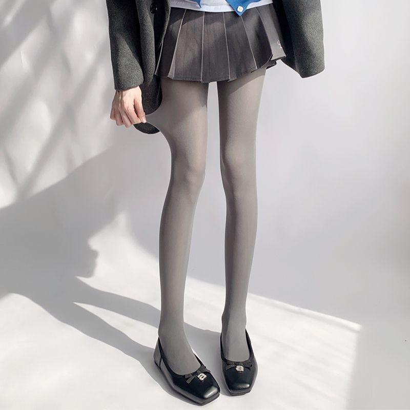 Spring and Autumn Velvet Pantyhose Grey Socks Women's Japanese College Leggings JK Skinny Stockings