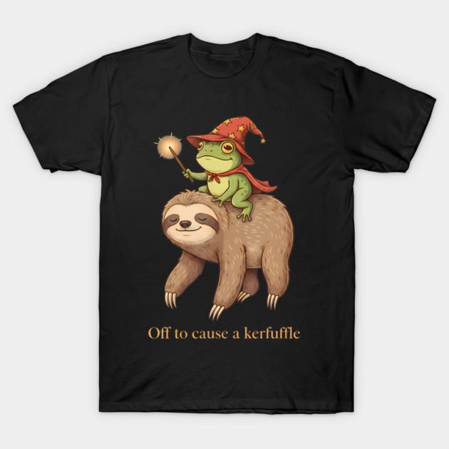 Asian Size Men Black Print T-shirt Funny Meme Whimsical Frog Wizard Off To Cause A Kerfuffle No-Cut Print Cotton Tshirt 4XL чёрный