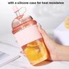 Portable Flip Straw Cup Plastics Ins Style Transparent Water Cup High-Capacity Water Bottles Tea Coffee Milk Heat-Resistant Juice Jelly Cups
