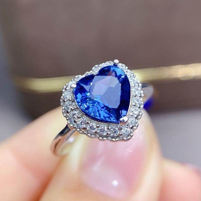 

2026 Heart-shaped Zircon Crystal Sapphire Open Ring, Love Necklace Pendant Jewelry