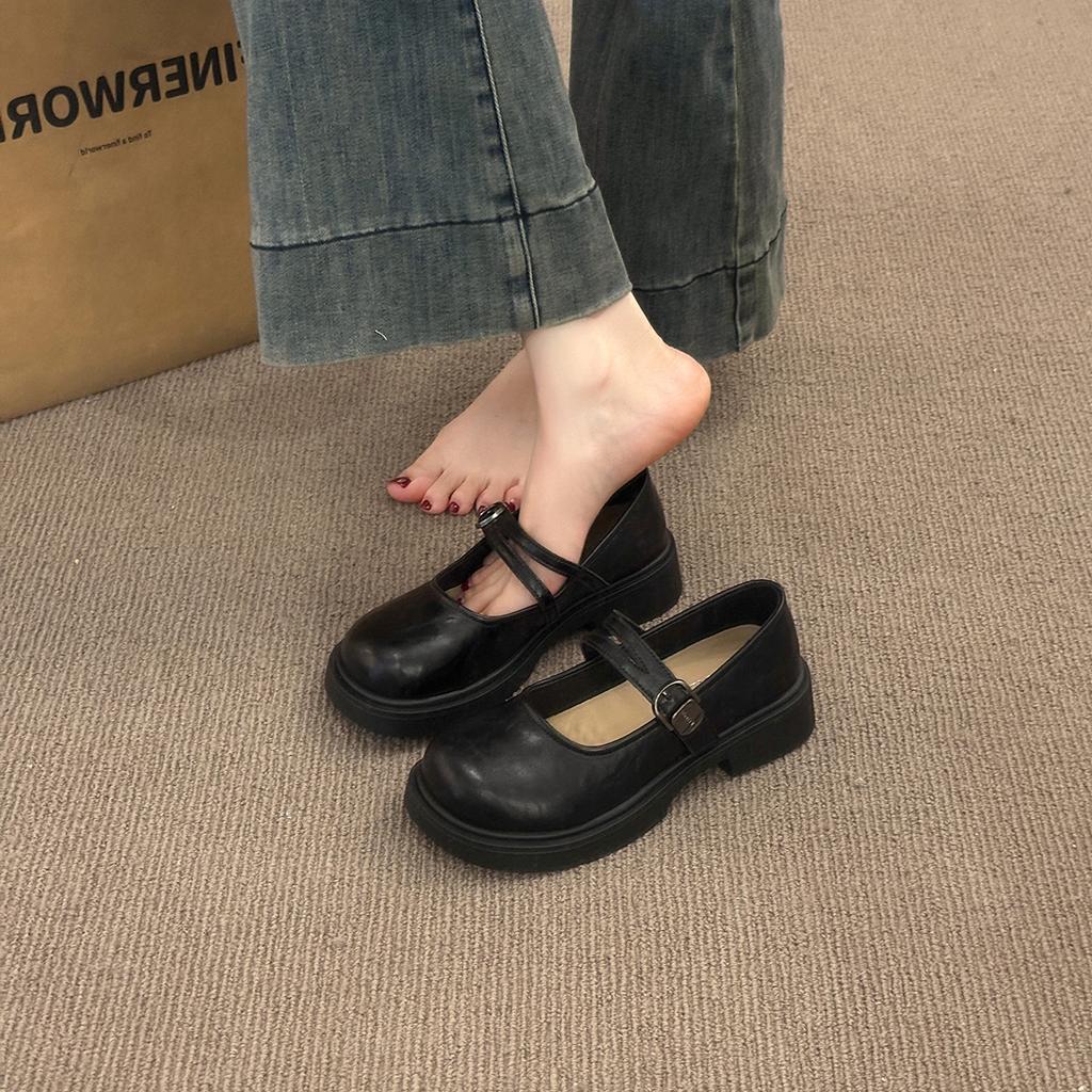 Fashion Mary Jane women's shoes new summer retro round head flat-soled leather shoes with skirts versatile gentle single shoes