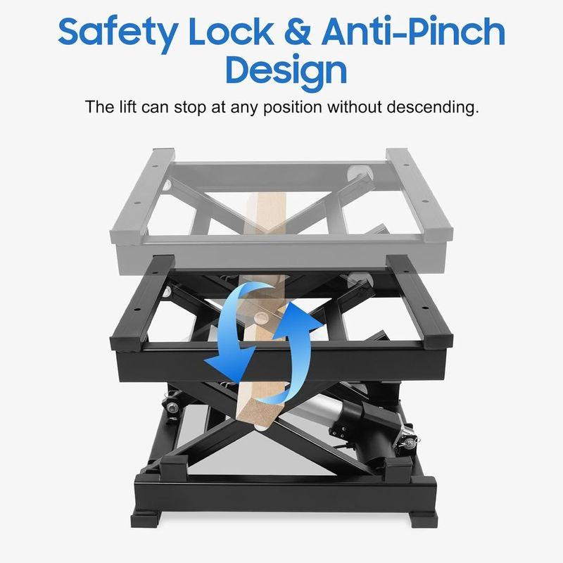 Adjustable Height Electric Scissor Lift Table with Remote, 130lbs Capacity for Material Handling