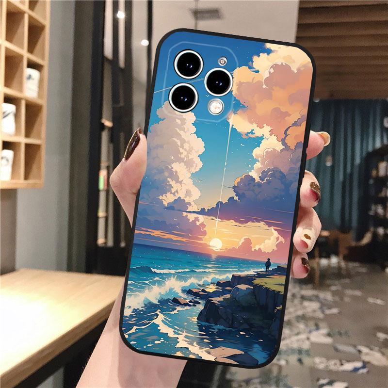 

Чехол для телефона с пейзажным пейзажем и луной для iPhone Samsung Galaxy Redmi Xiaomi Oppo OnePlus Note SA 7 8 9 10 11 12 13 14 20 21 22 23 53 54 Pro Max Ultra Xiaomi Redmi 9T