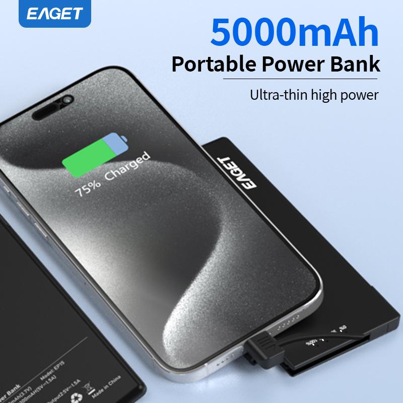 5000mAh Reise-Essential Tragbares Ladegerät mit eingebautem USB-C-Kabel für MacBook, iPhone 16/15 Serie, Samsung, Switch und mehr