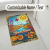 Floral Garden Theme Crystal Velvet Rug Personalized Custom Name Text Soft Floor Mat Home Decor
