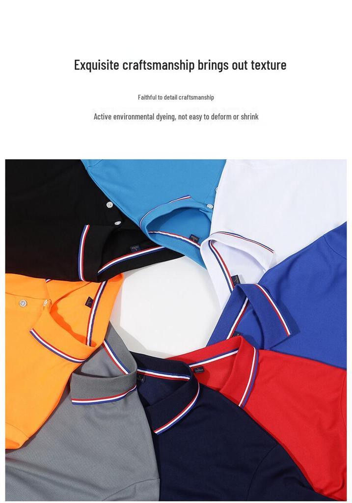 Unisex Anti-Pilling, Colorfast Polo Shirt with Lapel and Short Sleeves, Made from Combed Silk Cotton, Customizable with Logo.