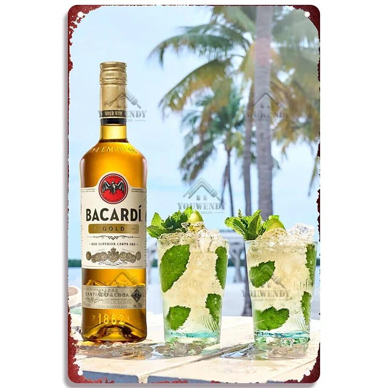 Retro Bacardi Metal Sign, Tin Sign, Rum Brand Plaque, Vintage Plates, Wall Decor, Poster, Bar, Man Cave, Shabby Chic Decorati