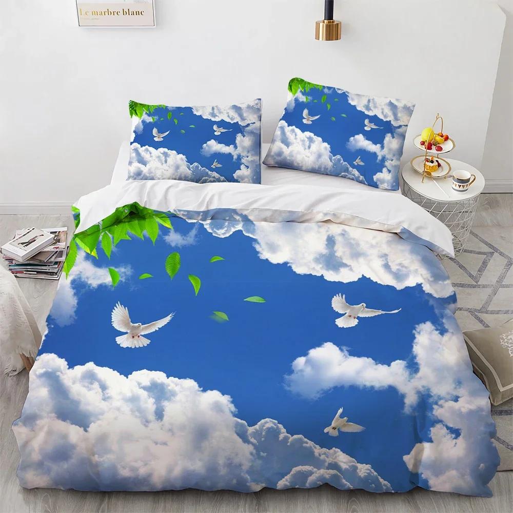 Comforter Cloud Sky Queen Size Set Blue Skyswhite Cloudsrainbow Bedding Soft Microfiber Comforter Bedding Sets