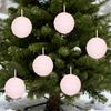 4Pcs Pink Christmas Balls Ornament Large Shatterproof Foam White Pink Stripe Hanging Ball Xmas Holiday Wedding Party Decoration