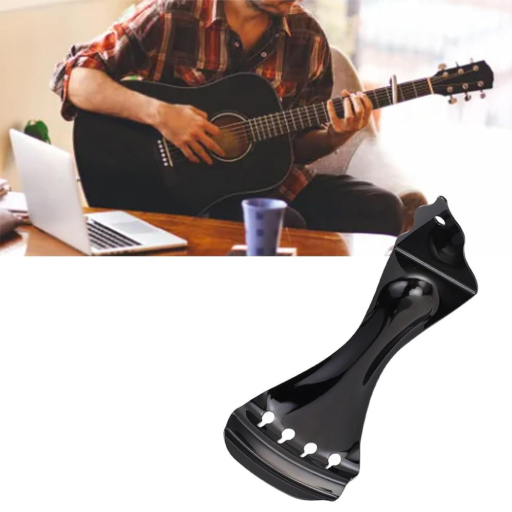Alloy Guitar Tailpiece, Resonance Box Guitar Tailpiece, Tuning Improver, String Accessory for 4-String Acoustic or Steel Guitar (Style)