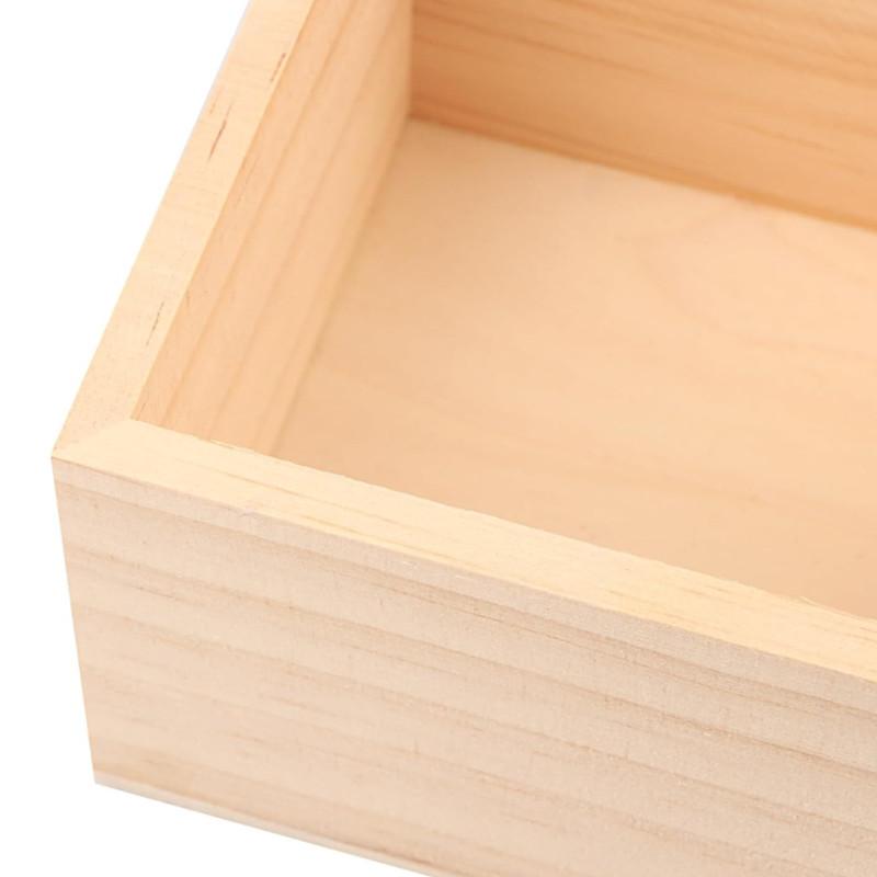 1pc Unfinished Small Wooden Box Square Wooden Box Craft Storage Organizer Box for Art Collectibles, Home Decor, Desktop Drawer