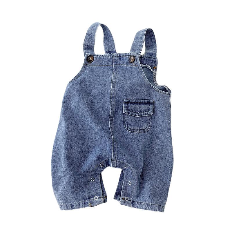 Herbst Baby Trägerhose Kleinkind Jungen Locker Geschnitten Blaue Strampler Säugling Mädchen Oberbekleidung Blaue Hosen