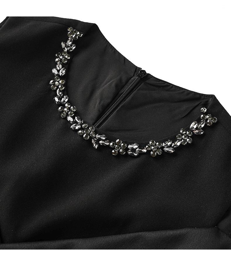 2024 Summer Elegant Off-Shoulder Diamond Nail Dress for Women