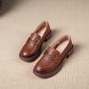 First layer cowhide loafers women's spring and autumn commuting new rubber sole British style work versatile small leather shoes women's shoes