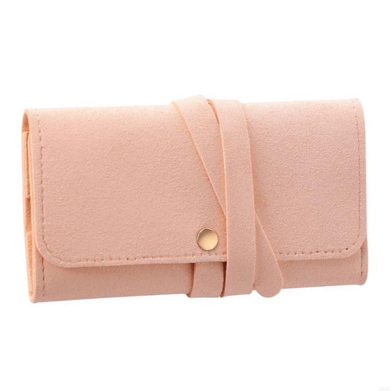 Space Saving Leather Jewelry Case Roll With Multiple Pockets For Earring Rings Necklace Storage Handheld Packaging Bag HX6C