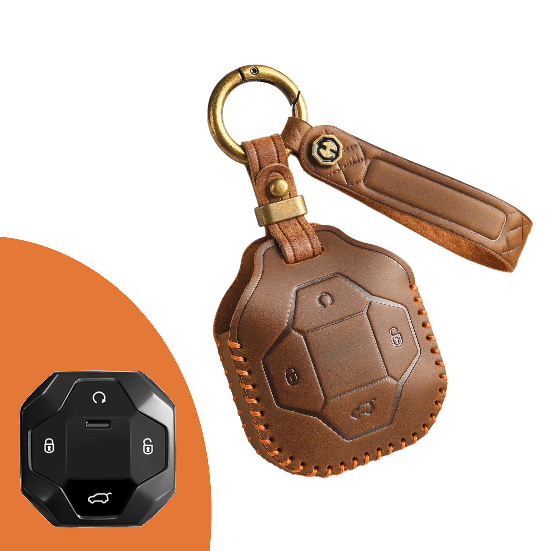 

Retro key cover for Jettrip x70plus x70s car key case, real cowhide protective case коричневый