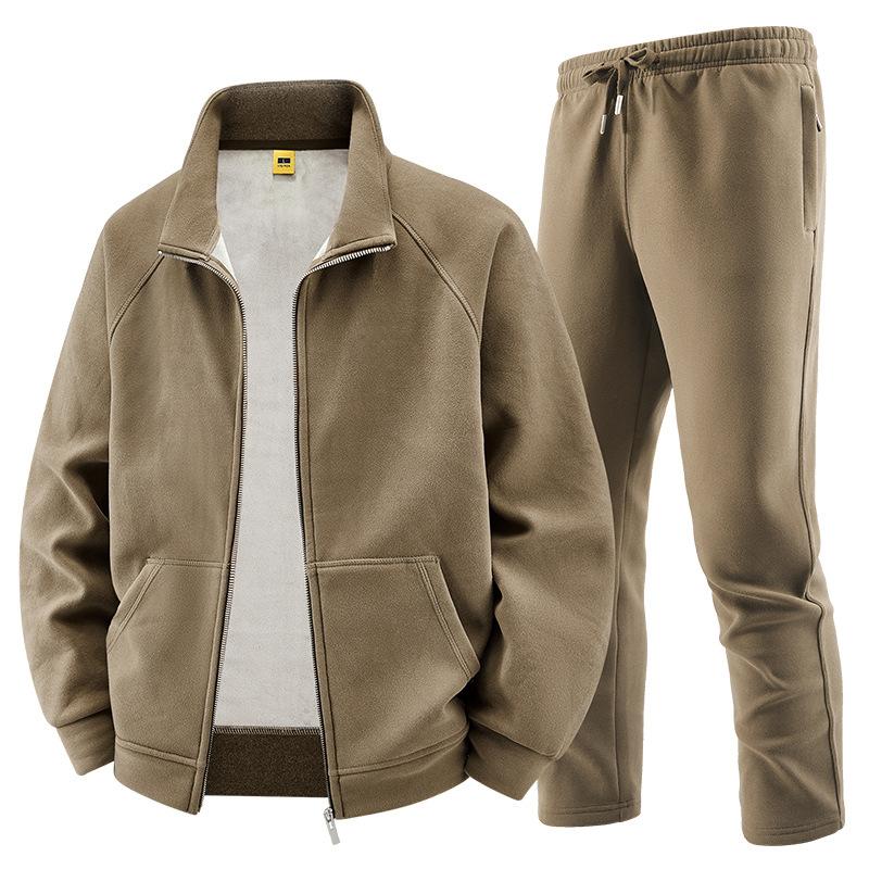 Men Sets Fleece Jacket + Pants Warm Winter Tracksuit Male Sweatshirt  2 Piece Suit Casual  Cashmere Sportswear