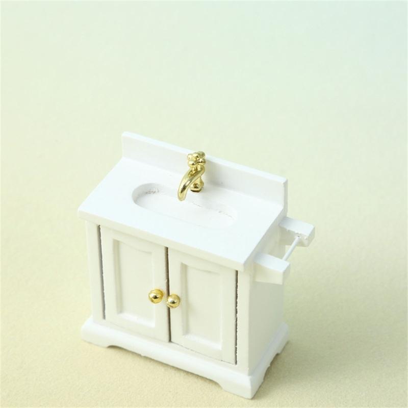 Kitchen Sink Cabinet Miniature Furniture Model Accessories Role Play Furnishings Set for Kitchen Doll House