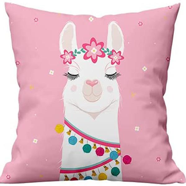 Super Cute Cartoon Linen Pillow Case Digital Printed Cushion Sofa Bed Pillow Simple