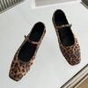 Fashion Big Size 43 Footwear Leopard Print Women Mary Janes Shoes Female Designer Shallow Fashion Buckle Strap Ladies Flat With Shoes