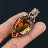 Handmade Copper Wire Wrapped Citrine Pendant Unique Teardrop Gemstone  Pendant Jewelry for Women, Artisan Boho Style Gift for Her