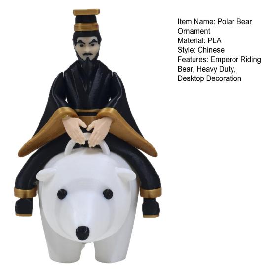 1/2Pcs Qin Shihuang Riding Polar Bear Figurine Qin Dynasty First Emperor Riding Bear Statue Home Office Humorous Desktop Decoration