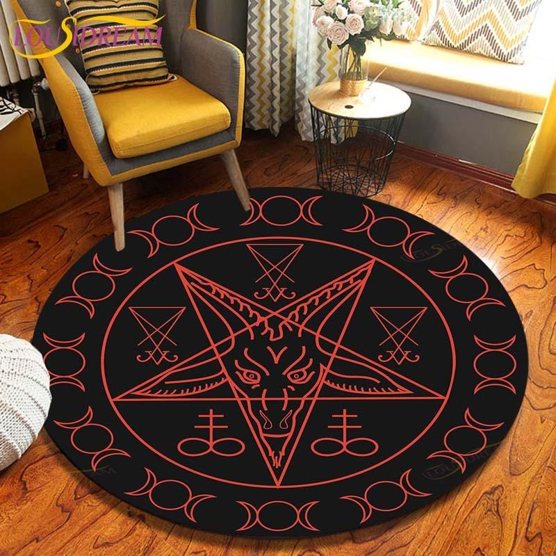 Satan Skull 3D Print Waterproof and Non-slip Circle Cute Floor Rug Round Area Rugs Living Room Children Chair Tent Carpets