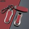 Zinc Alloy + PU Leather Car Key Case Cover Keychain For Porsche Panamera Spyder Carrera Macan Boxster Cayman Cayenne 911 970 981