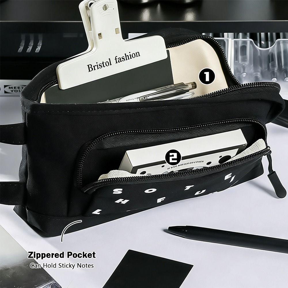 L-shape Large Opening Pen Bag Handheld Stationery Pouch Multi-functional Pencil Case  Students Gift