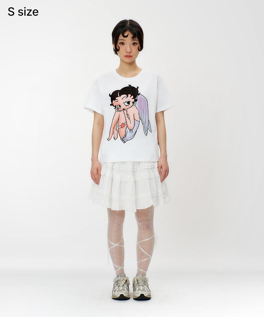 LAUGHER [Betty Boop] Angel T-Shirt - White