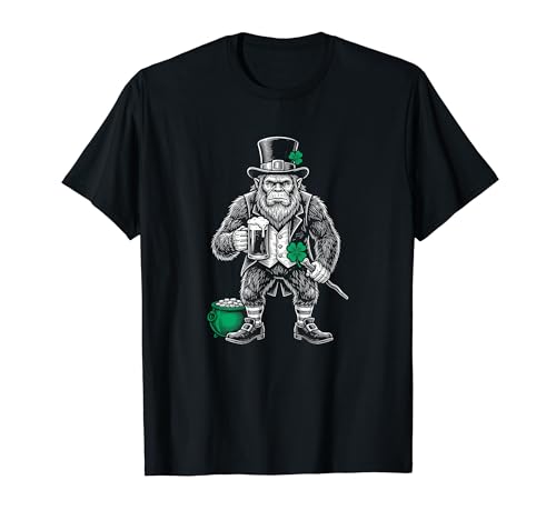 Funny Bigfoot Leprechaun St. Patrick s Day Drunk Sasquatch T-Shirt