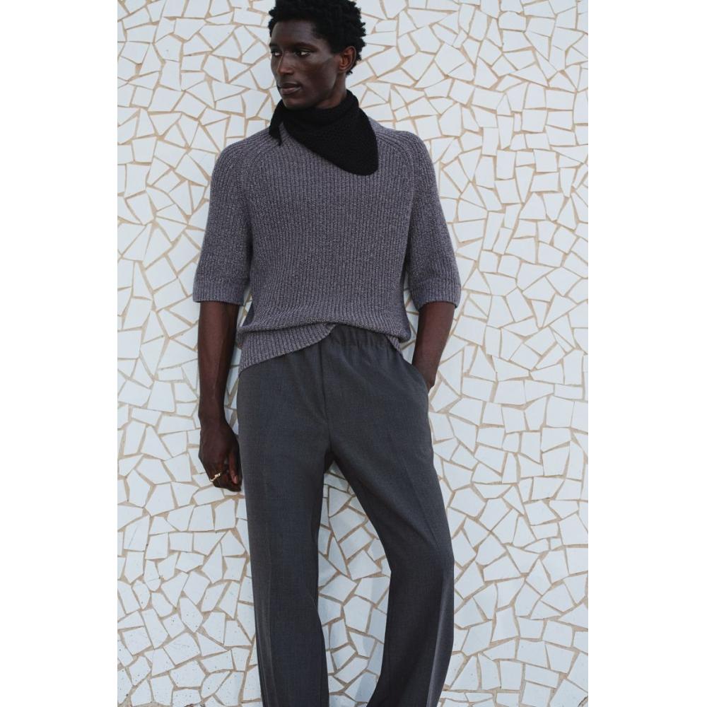 H M Trousers Regular Fit Dark Grey