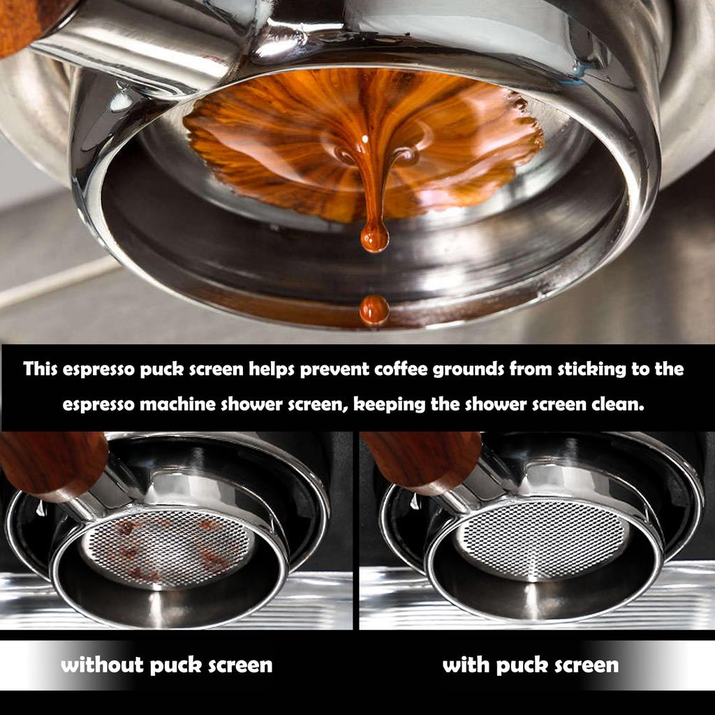 NEOUZA Espresso Pack Screen, 0.8mm Thick Honeycomb Mesh, Reusable Coffee Filter, Compatible with Portafilter Baskets, V4 (Silver, 1 Count, 51mm)